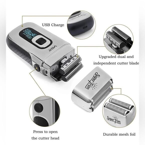 Men's Professional Rechargeable Electric Shaver Trimmer Razor Hair Beard Shaving - Picture 2 of 8